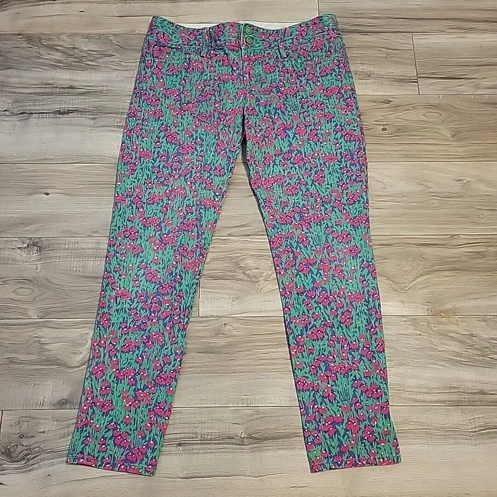 Lilly Pulitzer Worth‎ Skinny Mini Jeans Womens 8 Floral Printed Denim